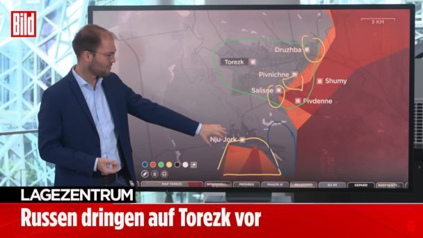 Наступление россиян на Торецк. Карта Bild.