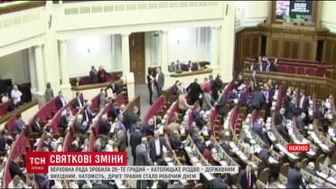 Верховна Рада зробила Різдво 25 грудня офіційним вихідним