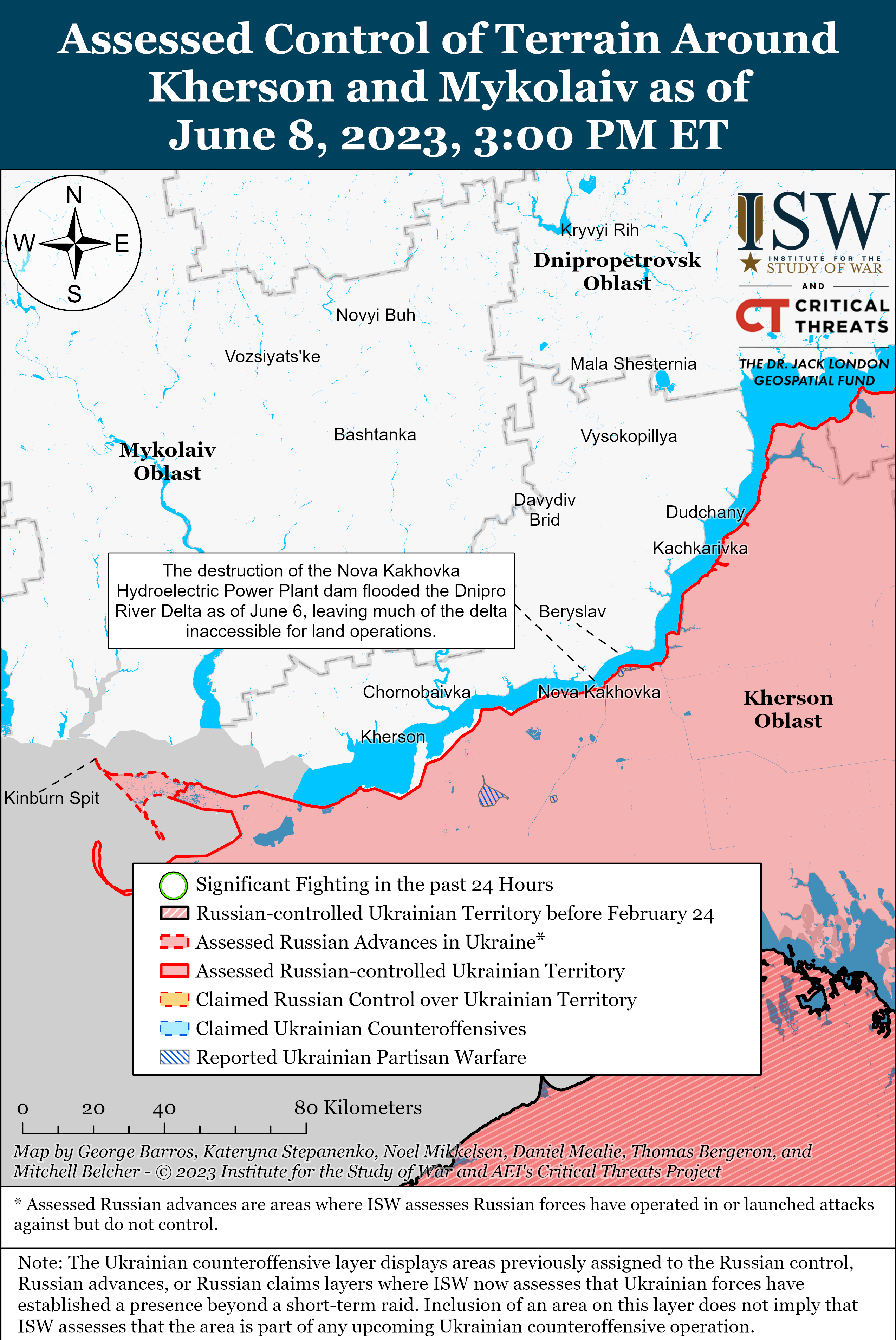 Ситуація на Херсонщині. Карта боїв ISW. / © 