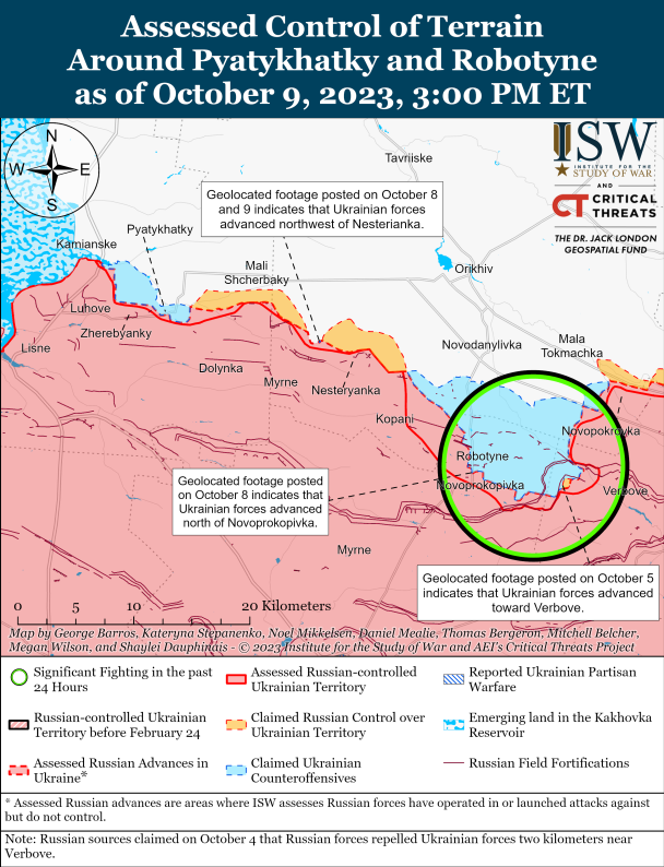 Запорожская область. Карта боев ISW.