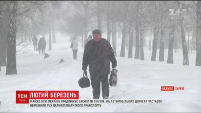 Лютий березень: половину України продовжує засипати снігом