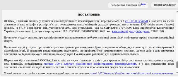 Постанова суду / © Єдиний державний реєстр судових рішень