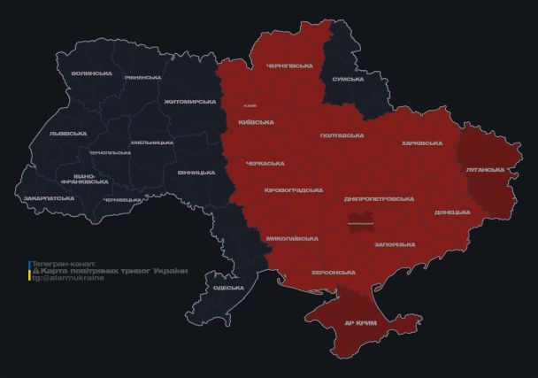 Актуальна карта повітряних тривог станом на 10:40 четверга, 18 квітня.