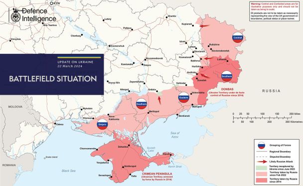 Карта бойових дій від британської розвідки / © Twitter / Міністерство оборони Великої Британії