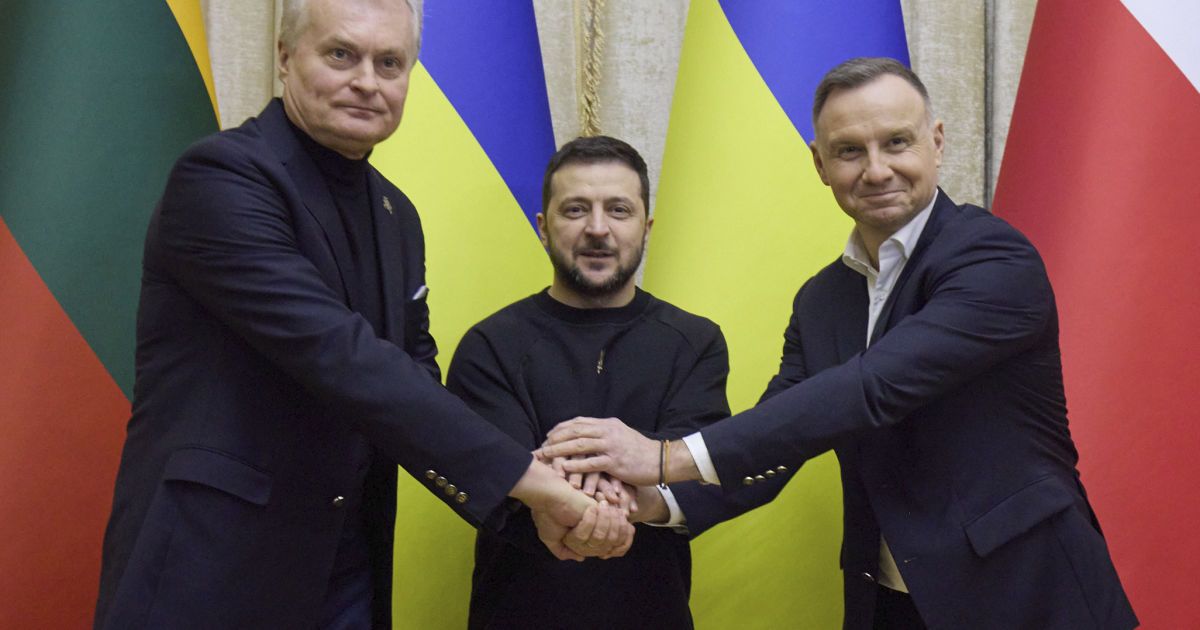 Президенти Литви, України та Польщі під час зустрічі у Львові у січні 2023 року