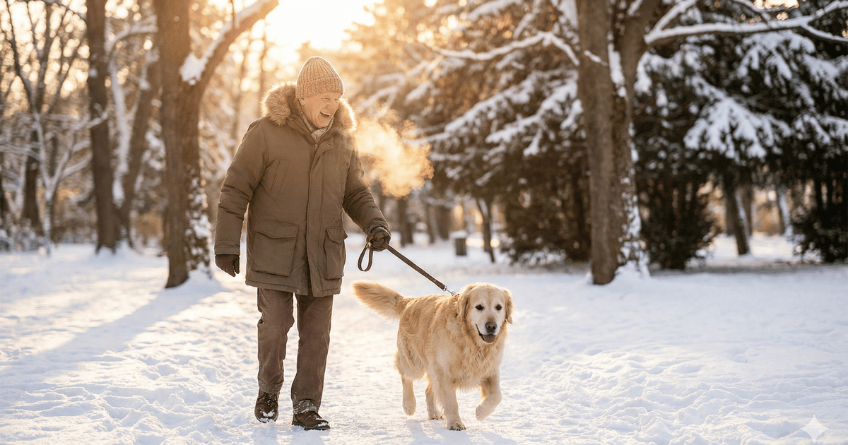Пожилой мужчина с собакой