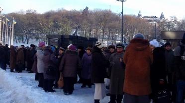 Організована колона мітингувальників / © facebook/Андрій Дзиндзя