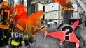 В Житомирской области вспыхнул пожар из-за атаки Шахедов. Коллаж ТСН.ua