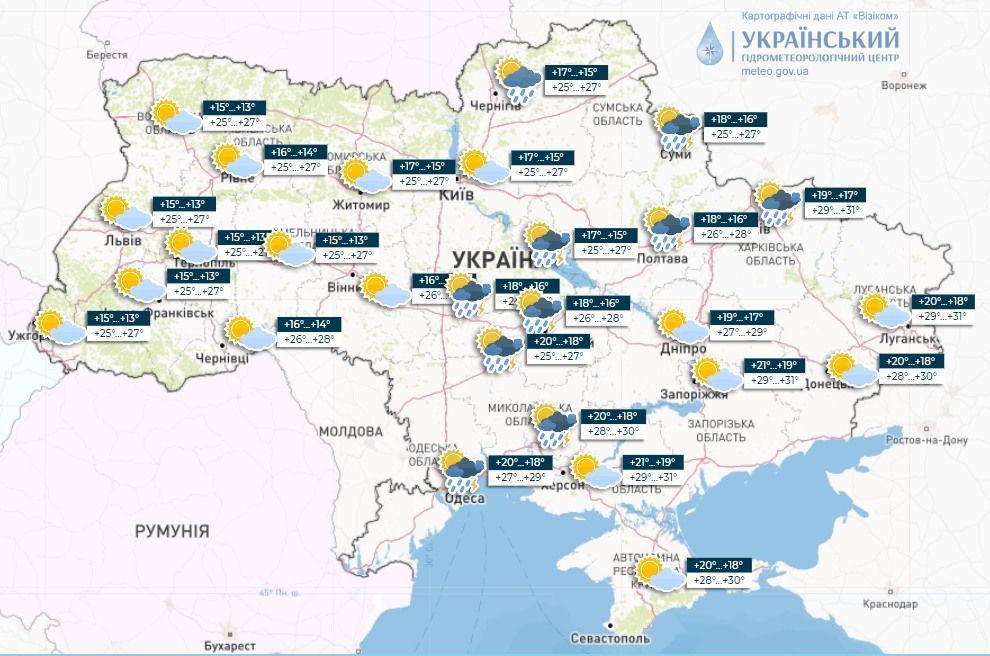 Прогноз погоди в Україні на 1 серпня / © Укргідрометцентр