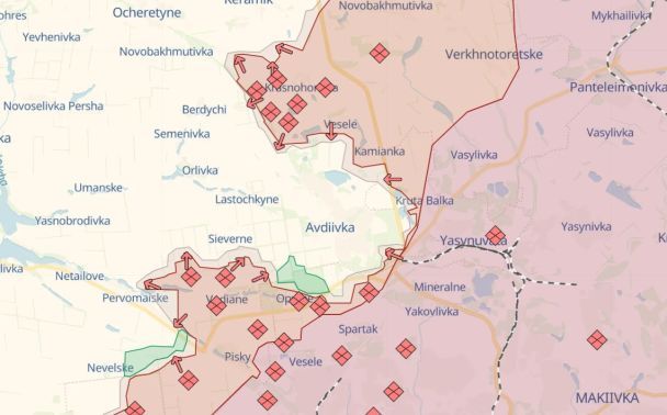 Карта бойових дій на Авдіївському напрямку від DeepState / © 