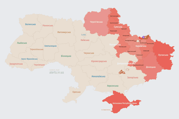 Росія атакує Україну БпЛА: мапа тривог
