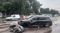 В Борисполе Porsche Cayenne врезался в светофор: появились фото