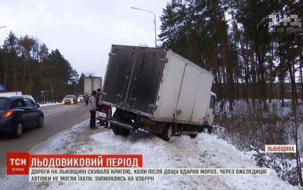 Фура надо рвом и соль за счет патрульных: снегопад вызвал транспортный коллапс на Львовщине