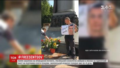 Российский кинокритик устроил в Москве одиночный пикет в поддержку Сенцова