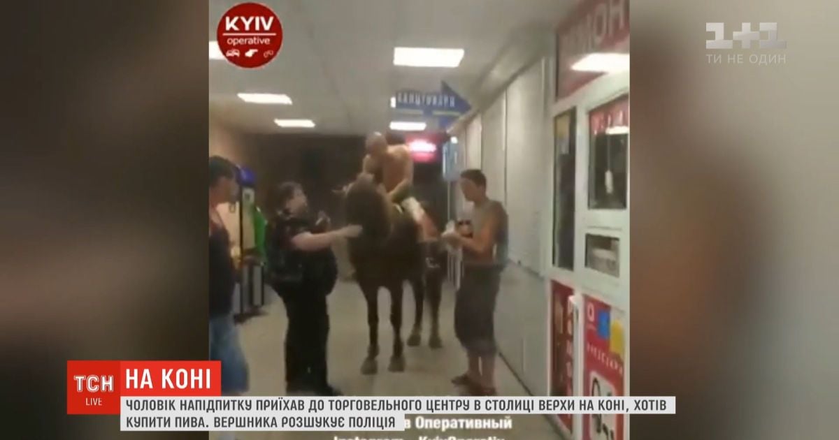 Пьяный мужчина на коне въехал в супермаркет на лошади, чтобы купить пива