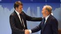 Маттео Ренці та Нурсултан Назарбаєв під час бізнес-форуму в Мілані