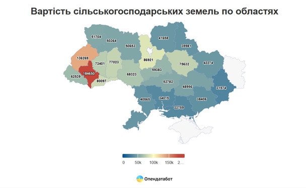 Стоимость земли по регионам