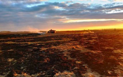 На Черниговщине спасатели с авиацией тушат пожар на 40 га заповедника