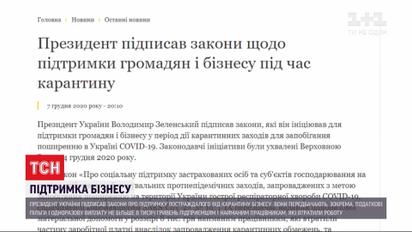 Президент подписал законы о поддержке пострадавшего от карантина бизнеса