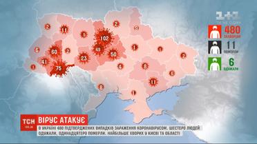 Уже 480: в Украине возросло количество случаев заражения коронавирусом