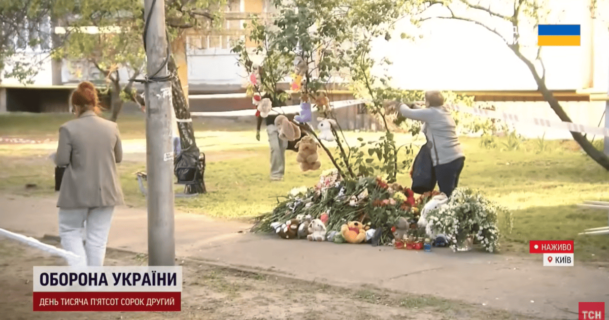 Место ракетного удара в Киеве