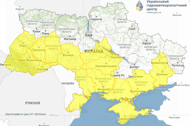 Попередження про небезпечні метеорологічні явища в Україні 23 червня.  / © Укргідрометцентр