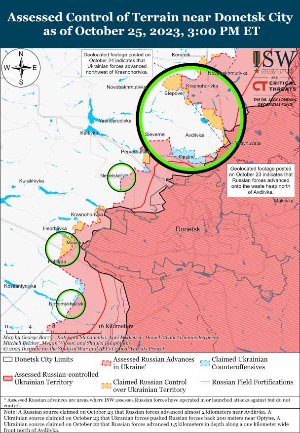 Карта боев ISW. Авдеевка.
