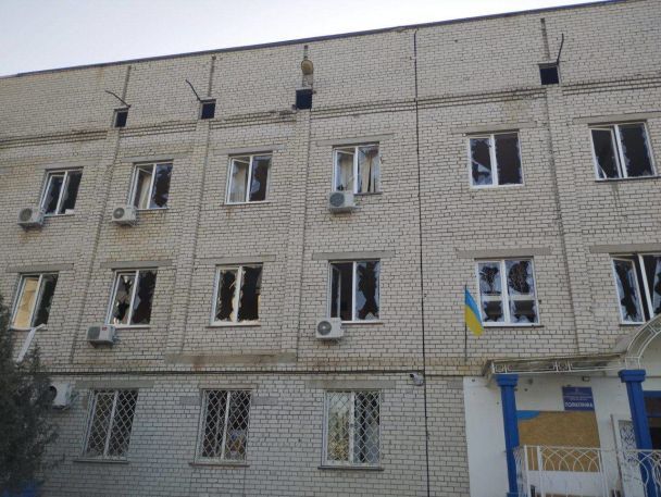 About 60 windows were broken in Beryslav hospital as a result of the shelling / Photo from Oleksandr Prokudin's Telegram channel