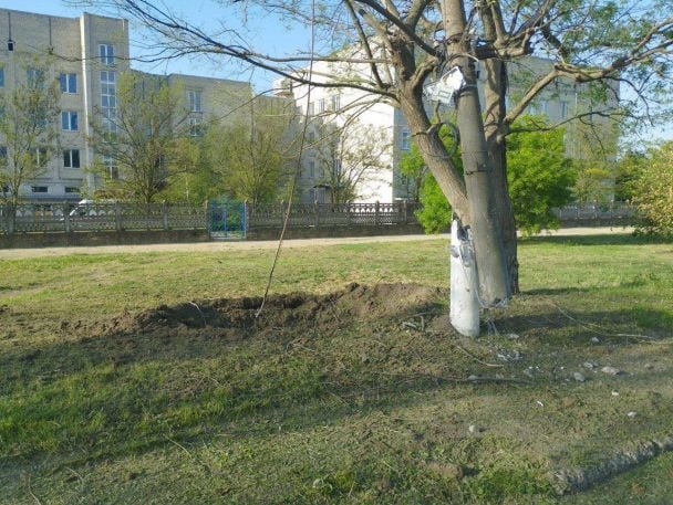 The place of the shelling in Beryslav / Photo from Oleksandr Prokudin's Telegram channel