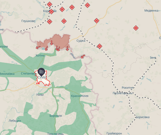 Ситуация на Сумщине по состоянию на 14 июля / © Deepstatemap