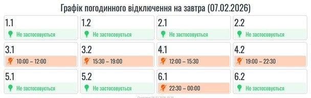 Графік відключення світла на Прикарпатті 7 лютого