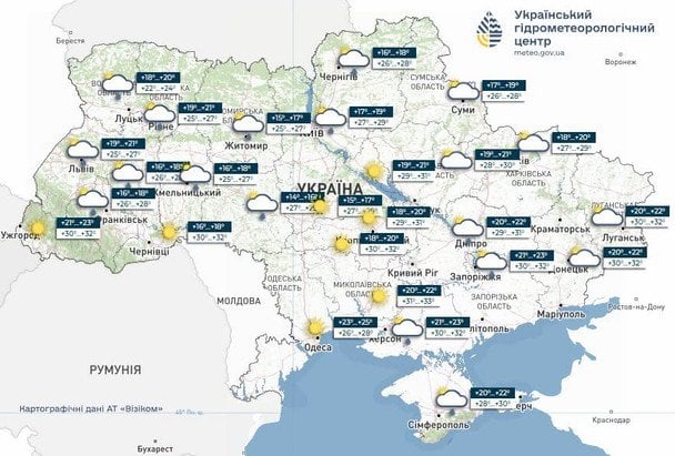Мапа погоди на 11 серпня / © Укргідрометцентр