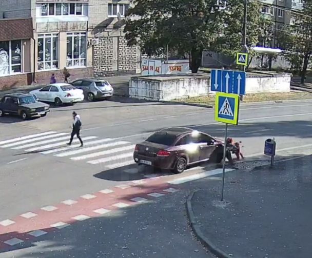 У Дніпрі чоловік збив мати та дитину на переході / скриншот Нацполіція