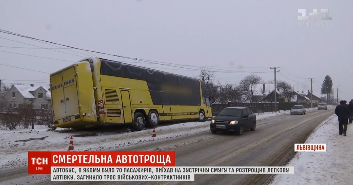 Жуткое ДТП с автобусом на Львовщине попало на запись видеорегистратора
