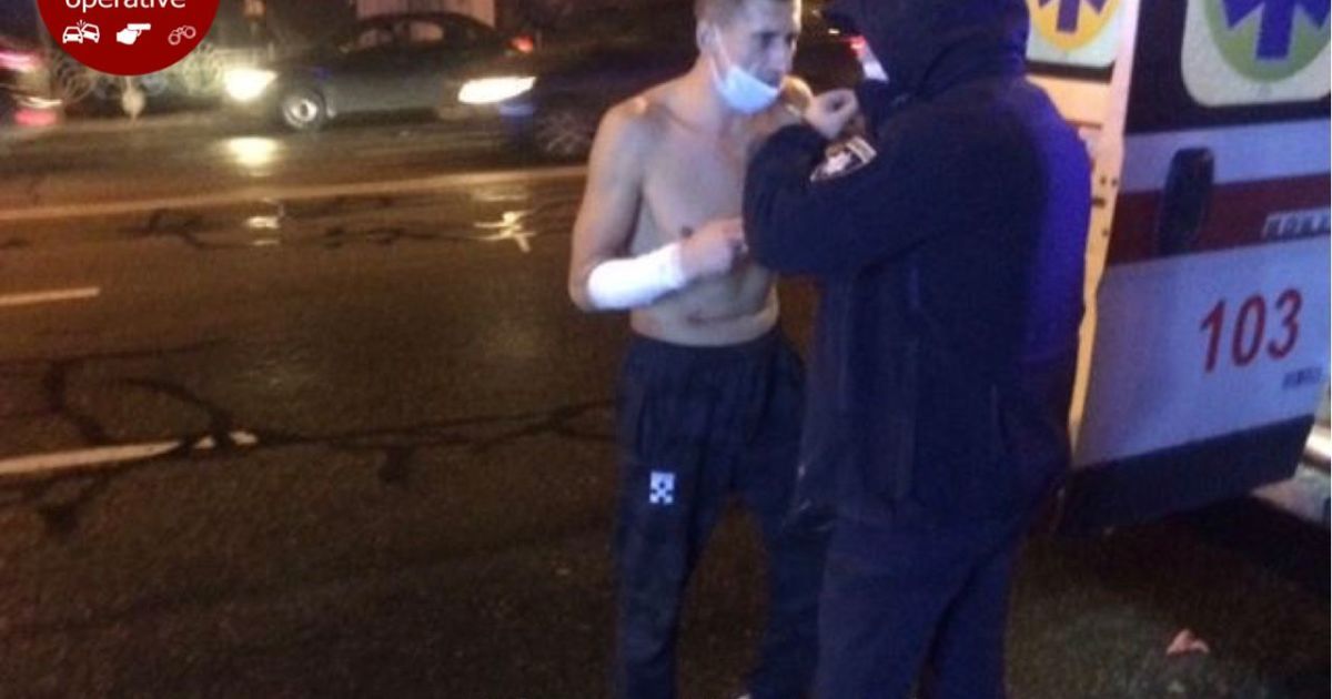 В Киеве мужчина прыгал на прохожих, разбрасывал мусор и пытался покончить с собой