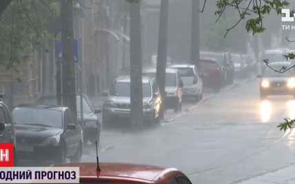Дождь затопил паркинг с электромобилями, а шквальный ветер повалил деревья: непогода натворила бед в Киеве