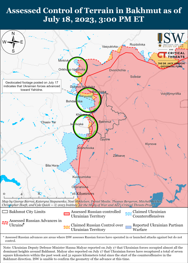 Ситуація в Бахмуті. Карта боїв ISW.