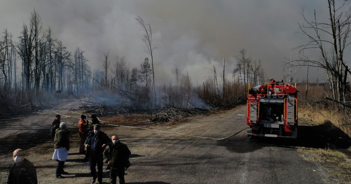 В Чернобыльской зоне на территории пяти лесничеств до сих пор продолжается тушение очагов тления