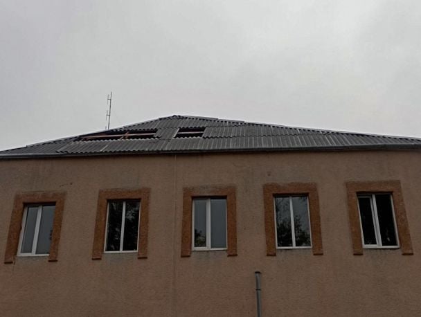 The fire station in Khmelnytskyi region was damaged by drone debris / Photo: Ministry of Internal Affairs of Ukraine on Telegram