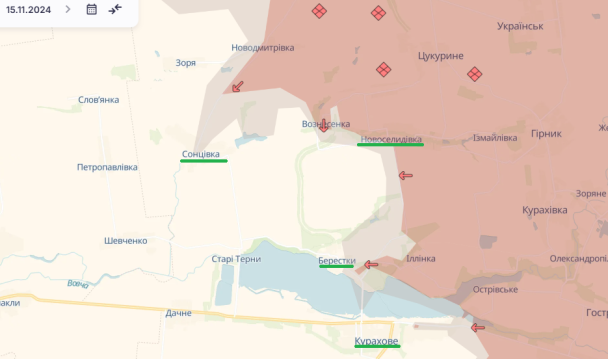 Novoselidivka, Berestki e Sontsivka sulla mappa / © t.me/DeepStateUA