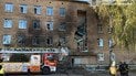 Повреждение школы в Киеве в результате атаки 1 октября