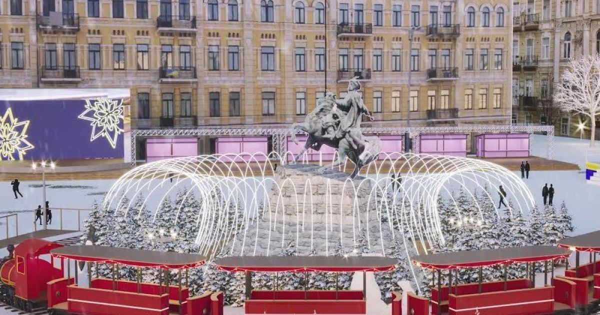 Проект різдявяно-новорічного містечка на Софійській площі в Києві / © Folk Ukraine / Facebook