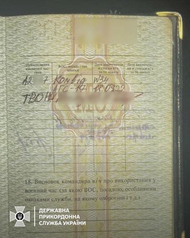 Документи затриманого "морського піхотинця" / Фото: Держприкордонслужба України