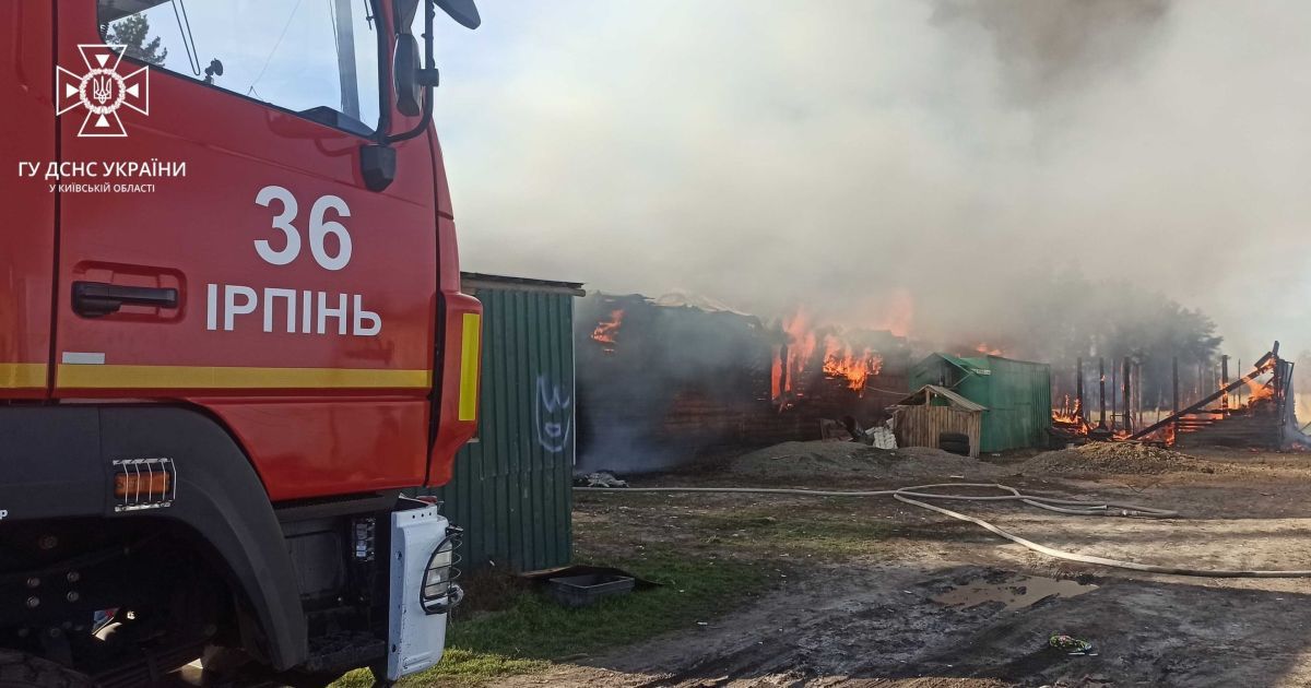 Запретил набирать воду спасателям: под Киевом дотла сгорело здание из-за "владельца" местного водоема