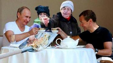 Юзеры иронично высмеяли показательную тренировку Путина и Медведева / © соцмережі