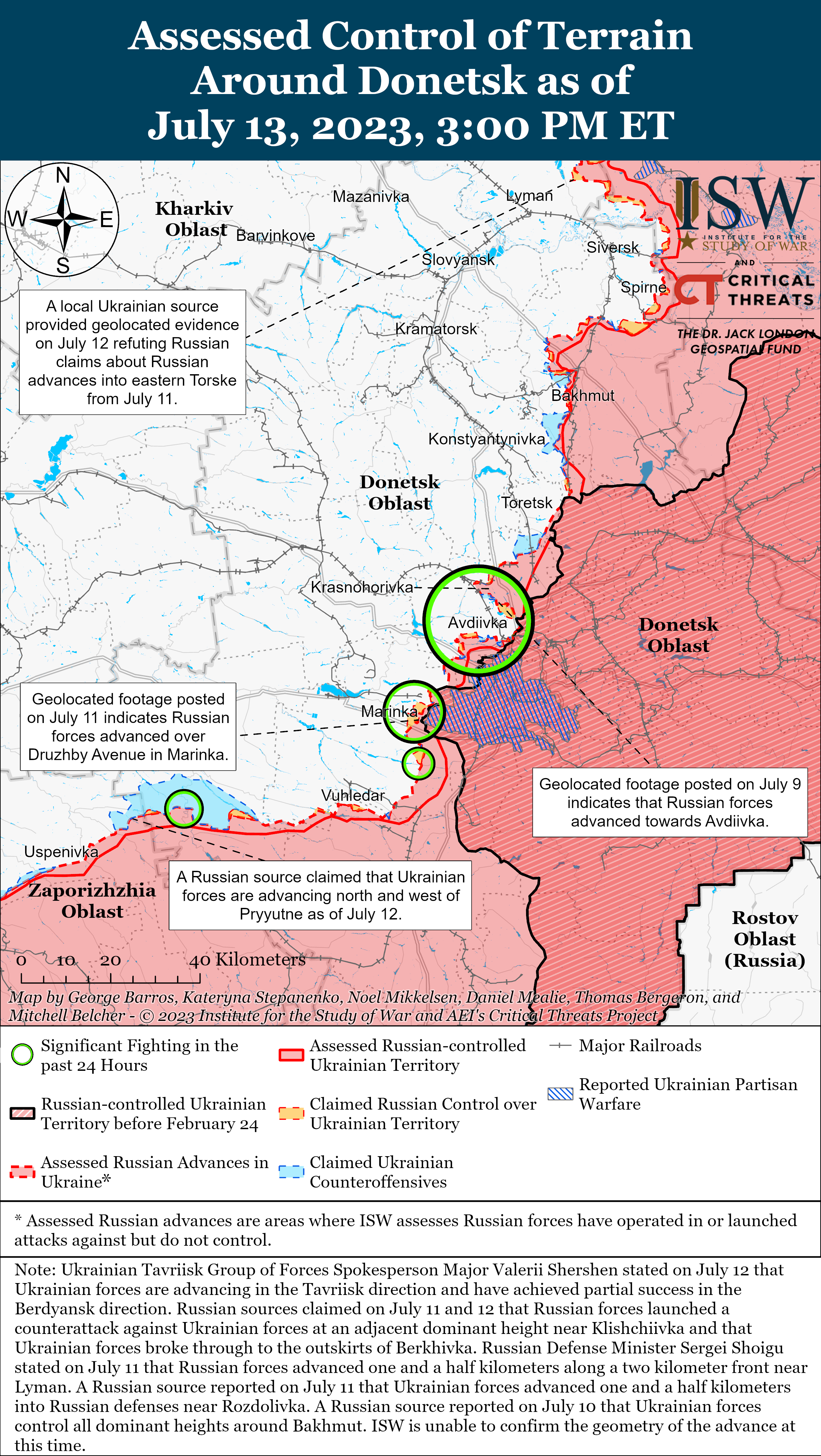 Ситуація в Донецькій області. Карта боїв ISW. / © 