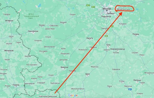 Електросталь Московської області на мапі