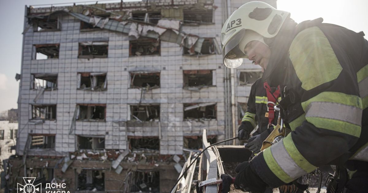 Последствия атаки на Киев 12 февраля/Фото: ГСЧС Киева