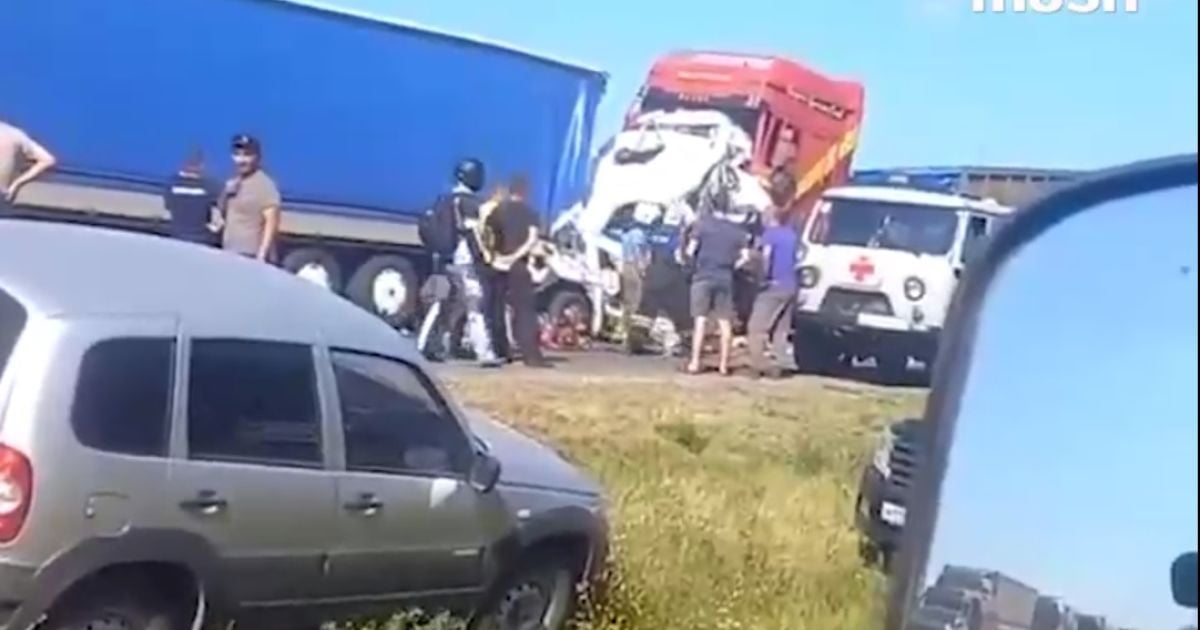 У Росії мікроавтобус розчавило між вантажівками: загинуло 14 робітників із Киргизстану (відео)