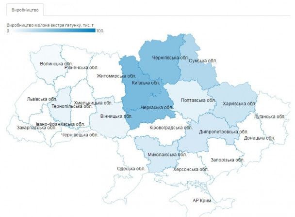 Мапа якісного молока (виробництво) / © milkua.info